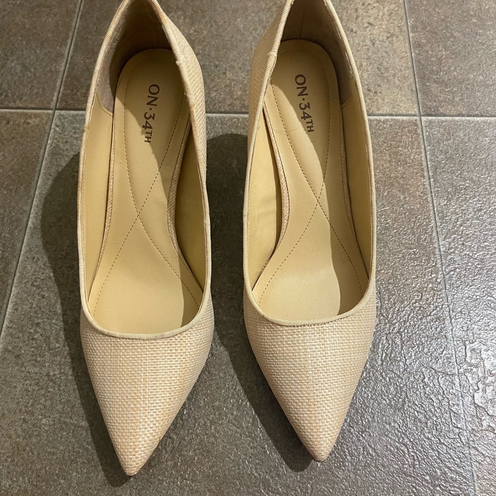 ON 34th Beige Pointed Toe Heels
